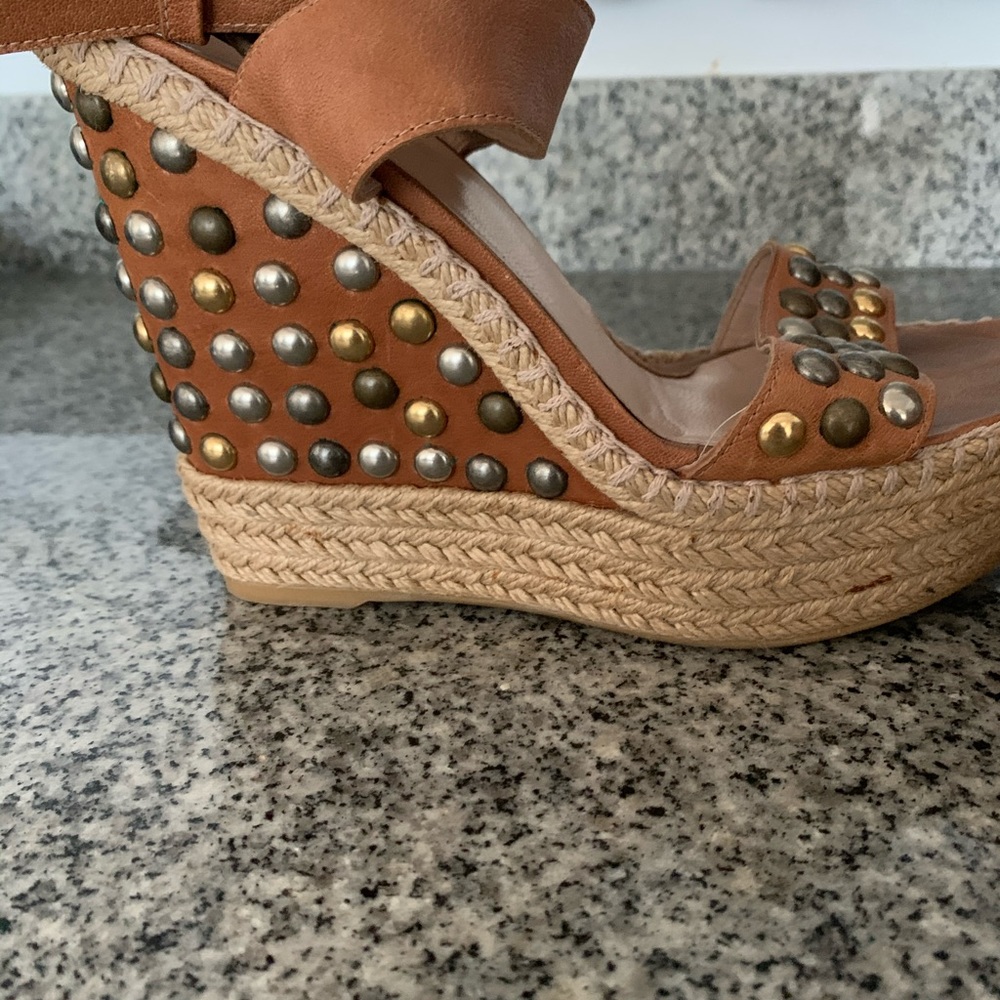 Stuart Weitzman Hubcaps Studded Wedge Sandals - image 4